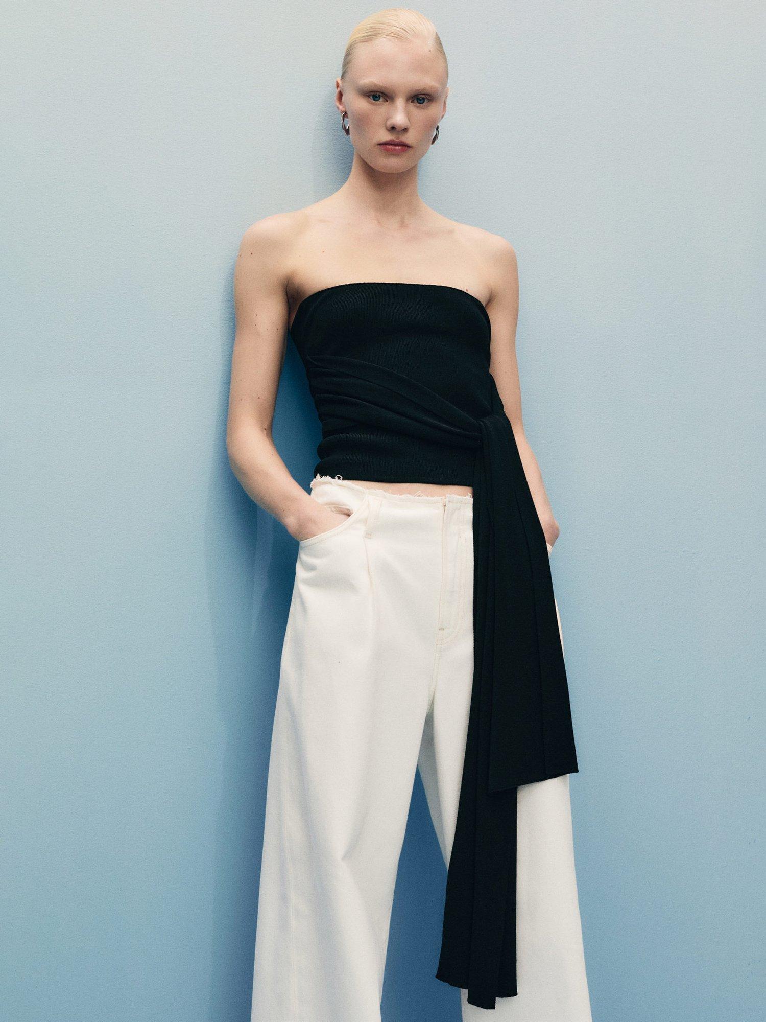 Product image 6 of 7, which shows Mango Maddy Wide Leg Jeans, Natural White, L