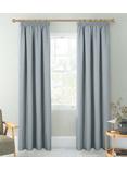John Lewis Tonal Yarn Pair Blackout Lined Pencil Pleat Curtains, Blue