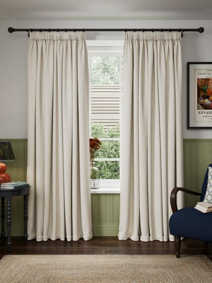 John Lewis Tonal Yarn Pair Lined Pencil Pleat Curtains, Alabaster