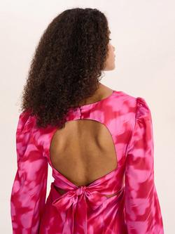 OMNES Francoise Floral Open Back Midi Dress, Magenta - view 2, Magenta