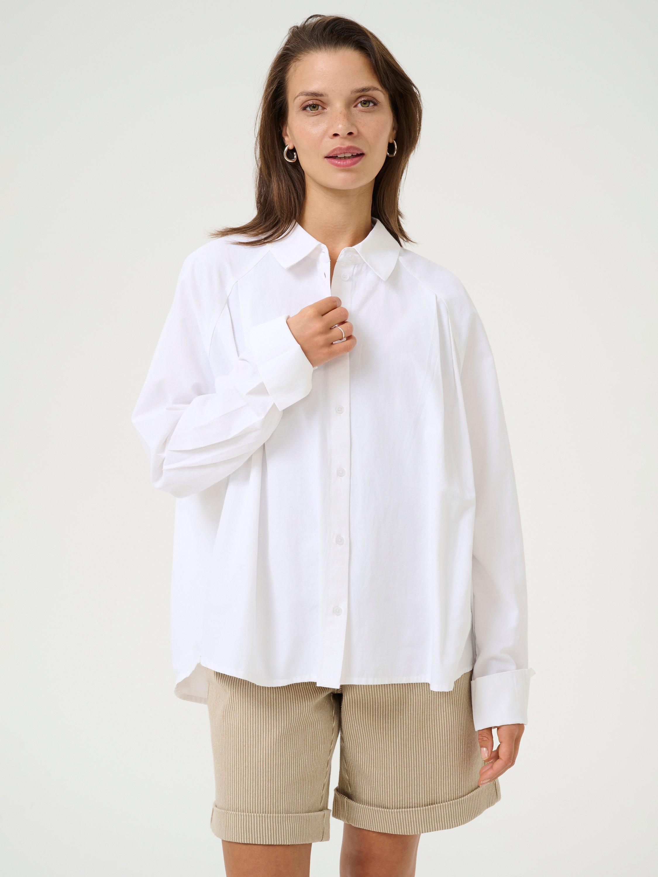 Product image 1 of 5, which shows KAFFE KAhaily Cotton Blend Shirt, White, 8