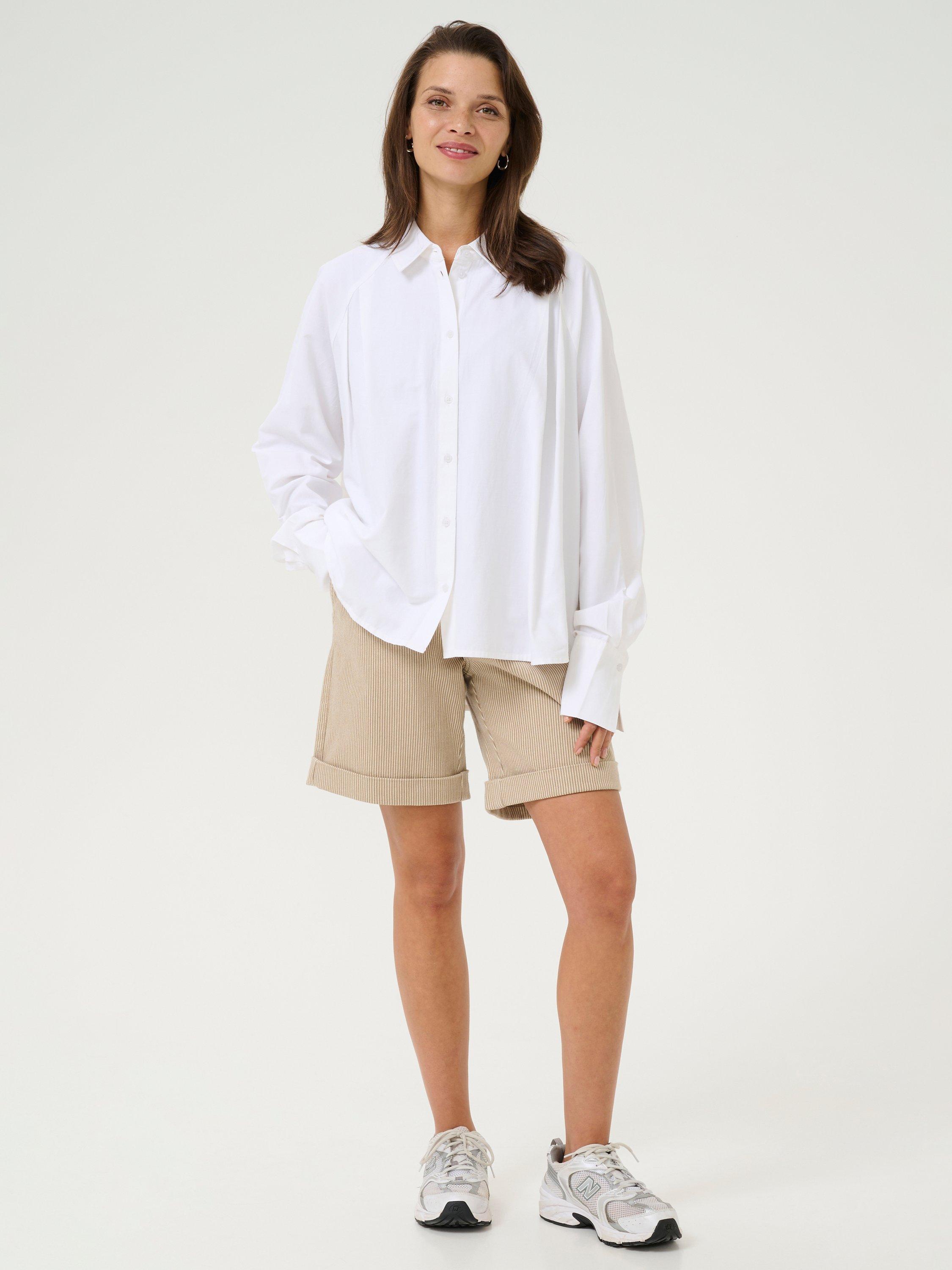 Product image 3 of 5, which shows KAFFE KAhaily Cotton Blend Shirt, White, 8