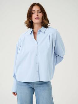 KAFFE KAhaily Cotton Blend Shirt, Mid Blue, Mid Blue