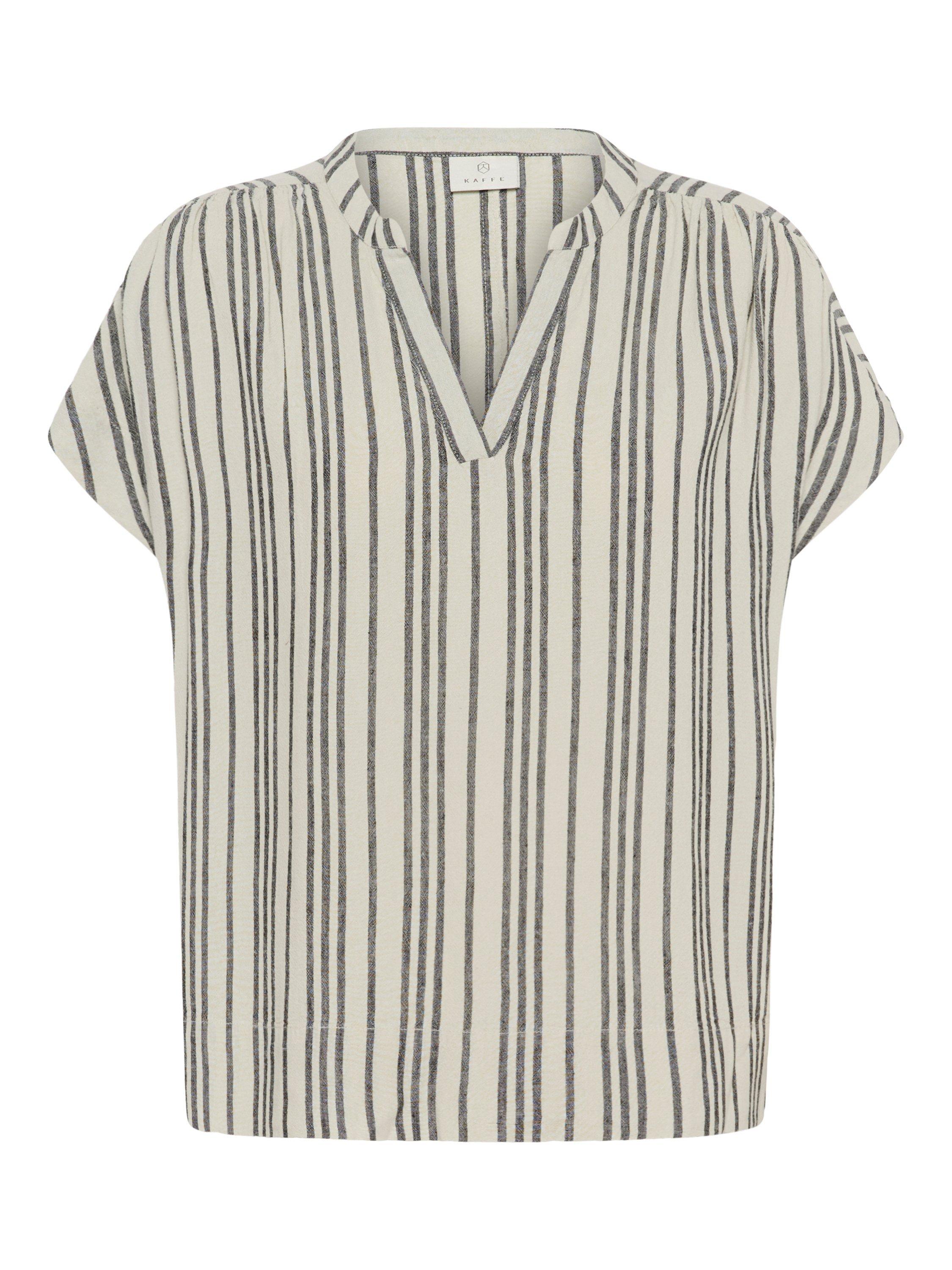 Product image 1 of 2, which shows KAFFE Milia Stripe Batwing Top, Beige/Multi, 8
