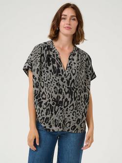 KAFFE KAmilia Animal Print Wing Blouse, Multi, Multi