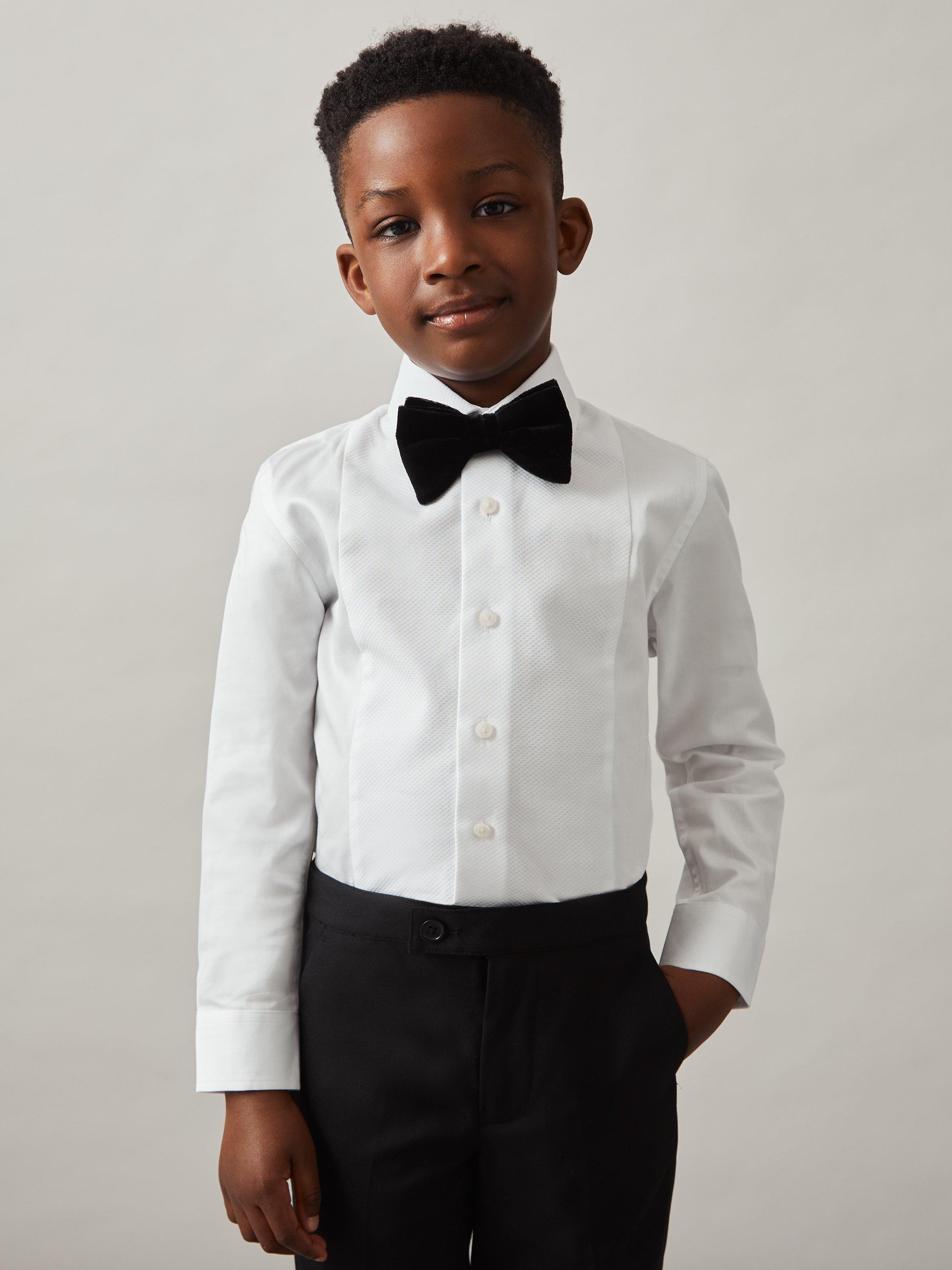 Product image 1 of 5, which shows Reiss Kids' Marcel Cotton Poplin Slim Fit Shirt, White, 3-4 years