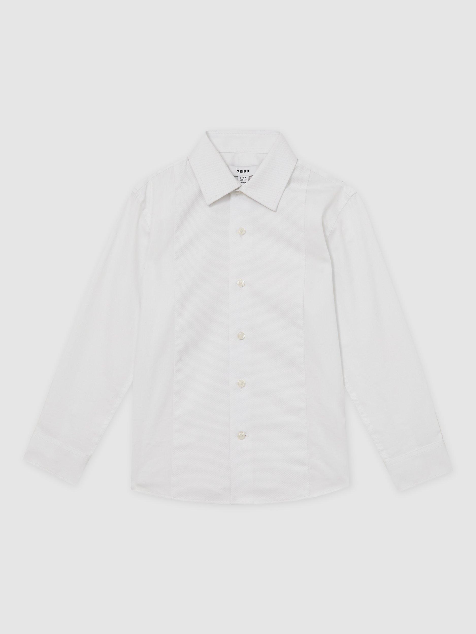 Product image 2 of 5, which shows Reiss Kids' Marcel Cotton Poplin Slim Fit Shirt, White, 3-4 years