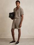 Reiss Teti Zig-Zag Shorts, Tobacco Brown