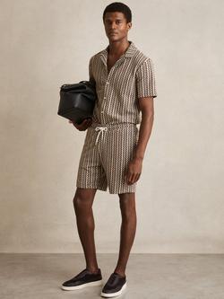 Reiss Teti Zig-Zag Shorts, Tobacco Brown, Tobacco Brown