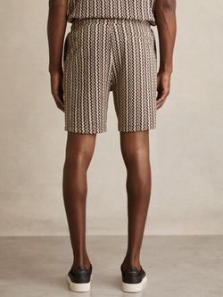 Reiss Teti Zig-Zag Shorts, Tobacco Brown - view 2, Tobacco Brown