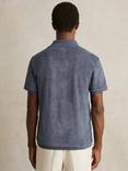 Reiss Eden Cotton Blend Cuban Collar Shirt, Airforce Blue