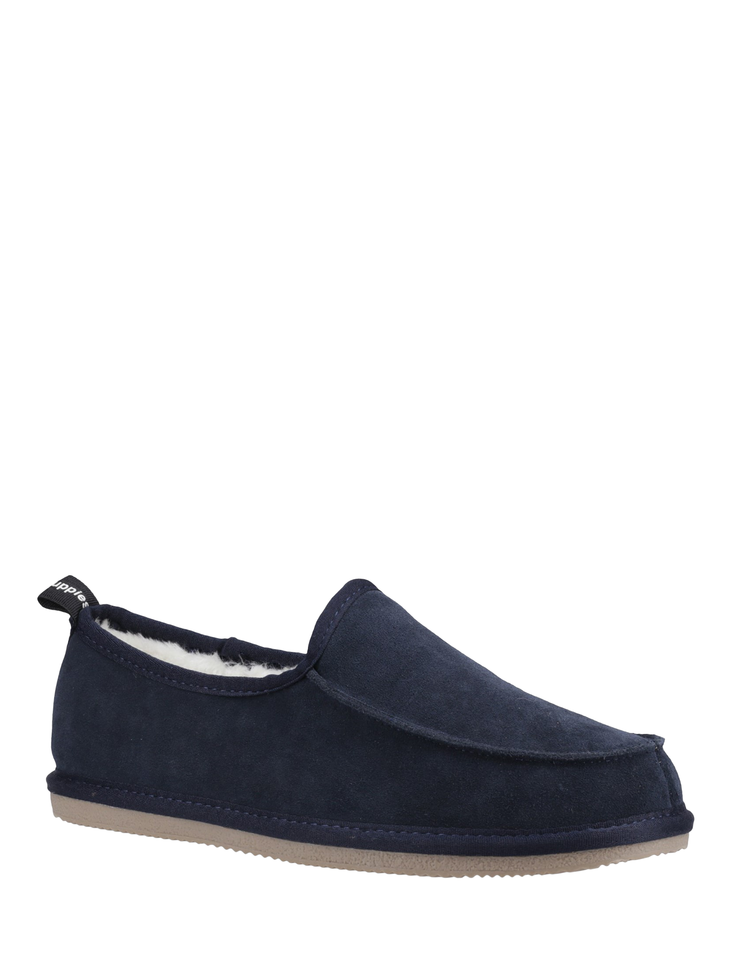 Product image 2 of 4, which shows Hush Puppies Charles Suede Slippers, Navy, 6