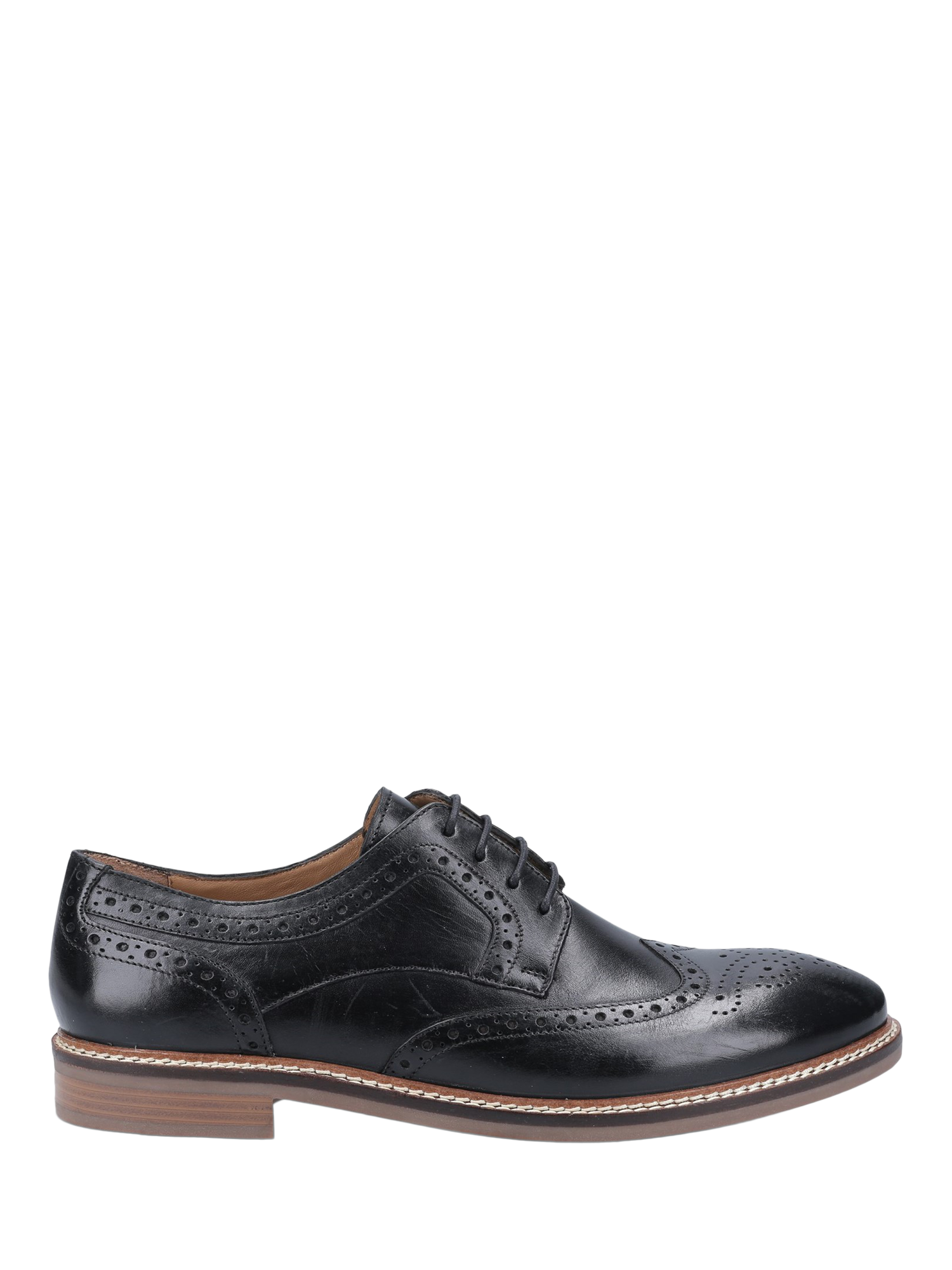 Product image 1 of 4, which shows Hush Puppies Bryson Leather Wing Tip Brogues, Black, 6