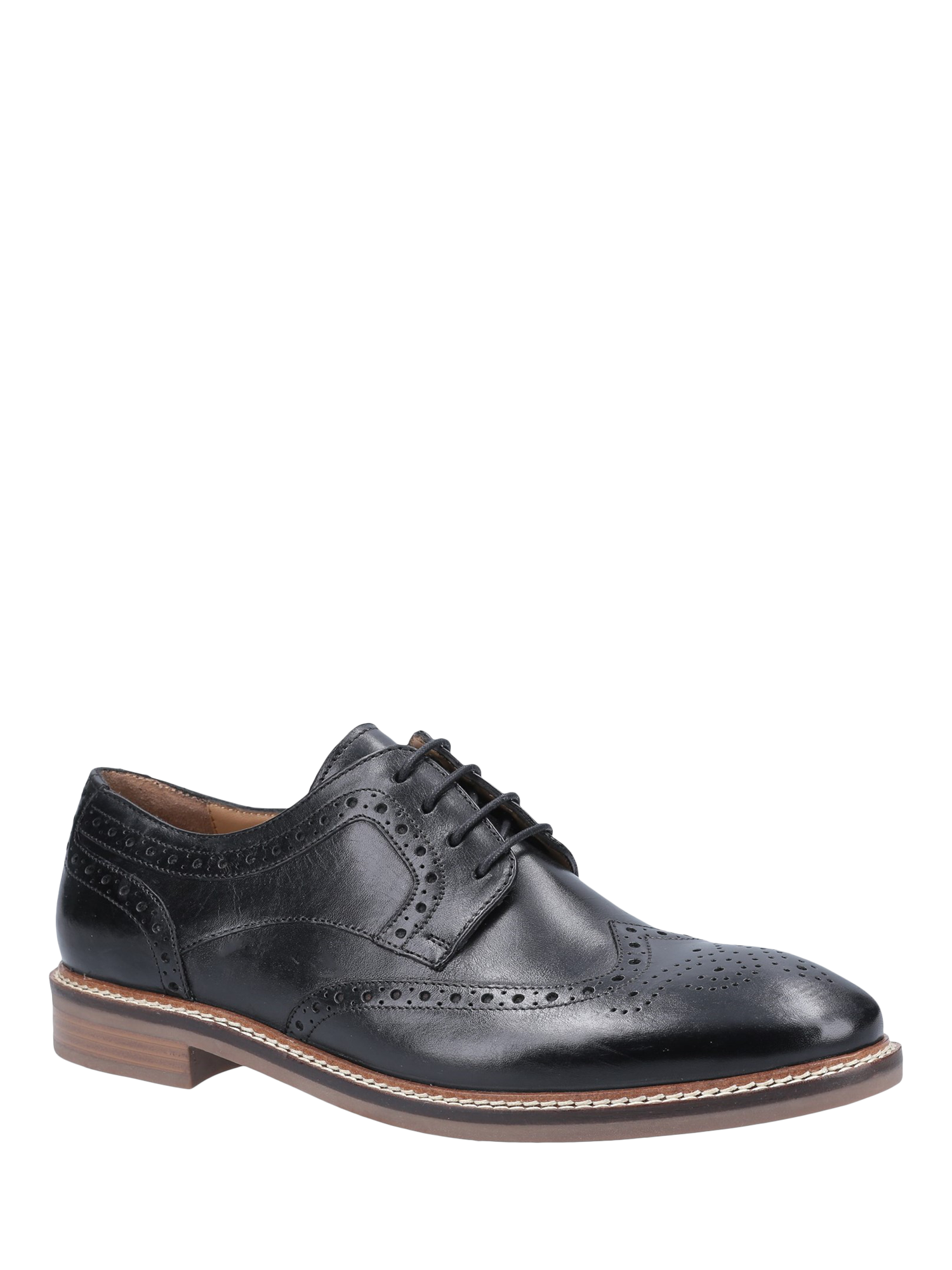Product image 2 of 4, which shows Hush Puppies Bryson Leather Wing Tip Brogues, Black, 6