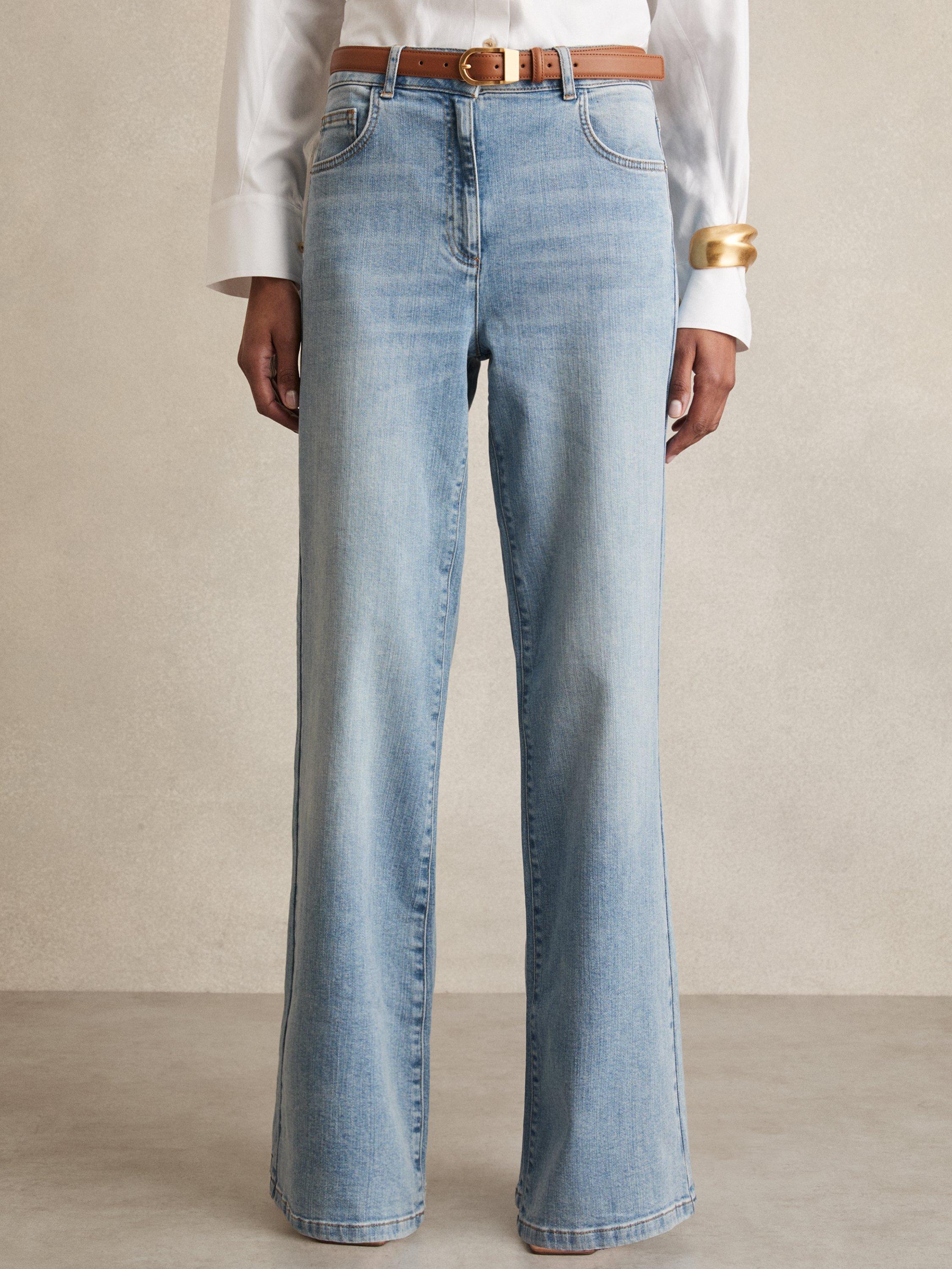 Product image 4 of 5, which shows Reiss Bonnie Flared Jeans, Light Blue, 24R
