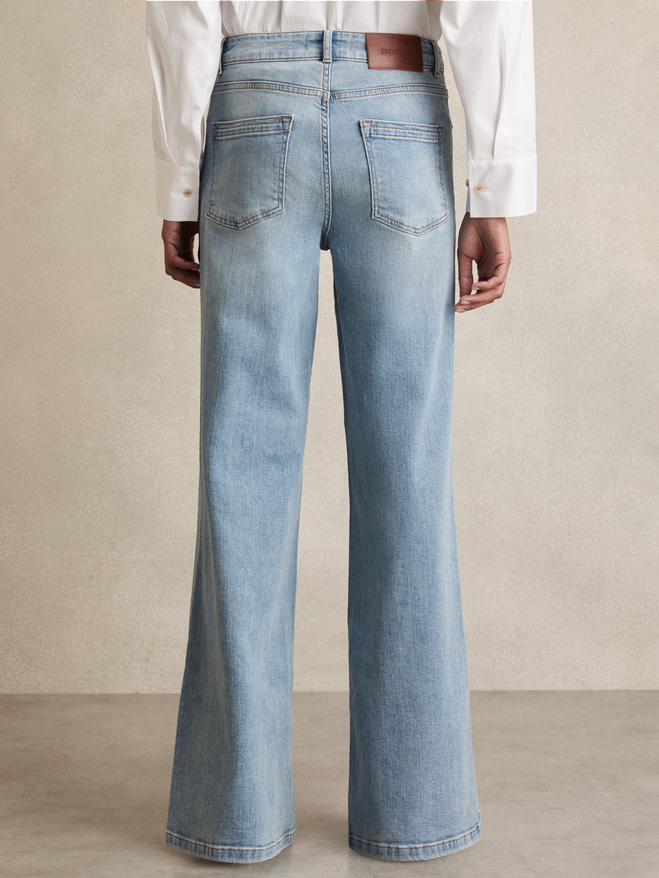Product image 2 of 5, which shows Reiss Petite Bonnie Flared Jeans, Light Blue, 25Pt