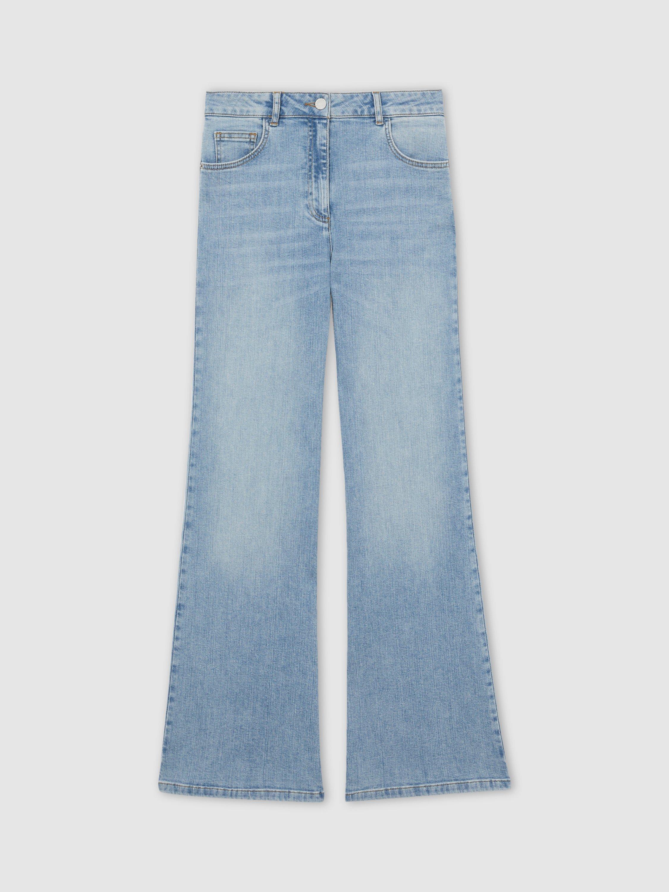 Product image 3 of 5, which shows Reiss Petite Bonnie Flared Jeans, Light Blue, 25Pt