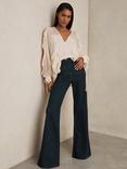 Reiss Petite Sakura Patch Pocket Flared Trousers