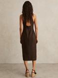Reiss Amelia Lattice Tie Front Dress, Chocolate Brown