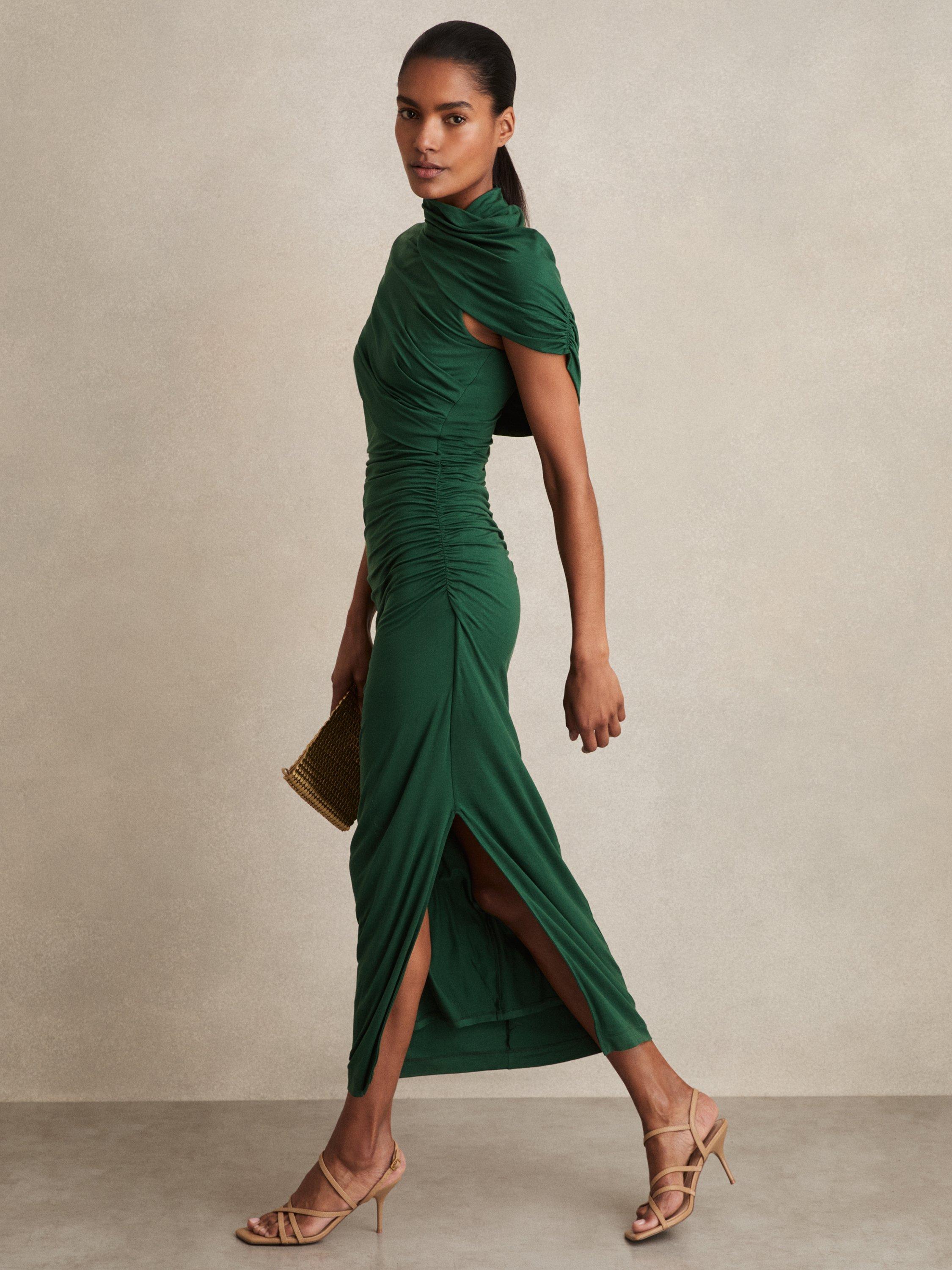 【海外限定】REISSドレス☆Azure Wrap Neck Midi Dress, Green 010055842?fmt=auto&$background