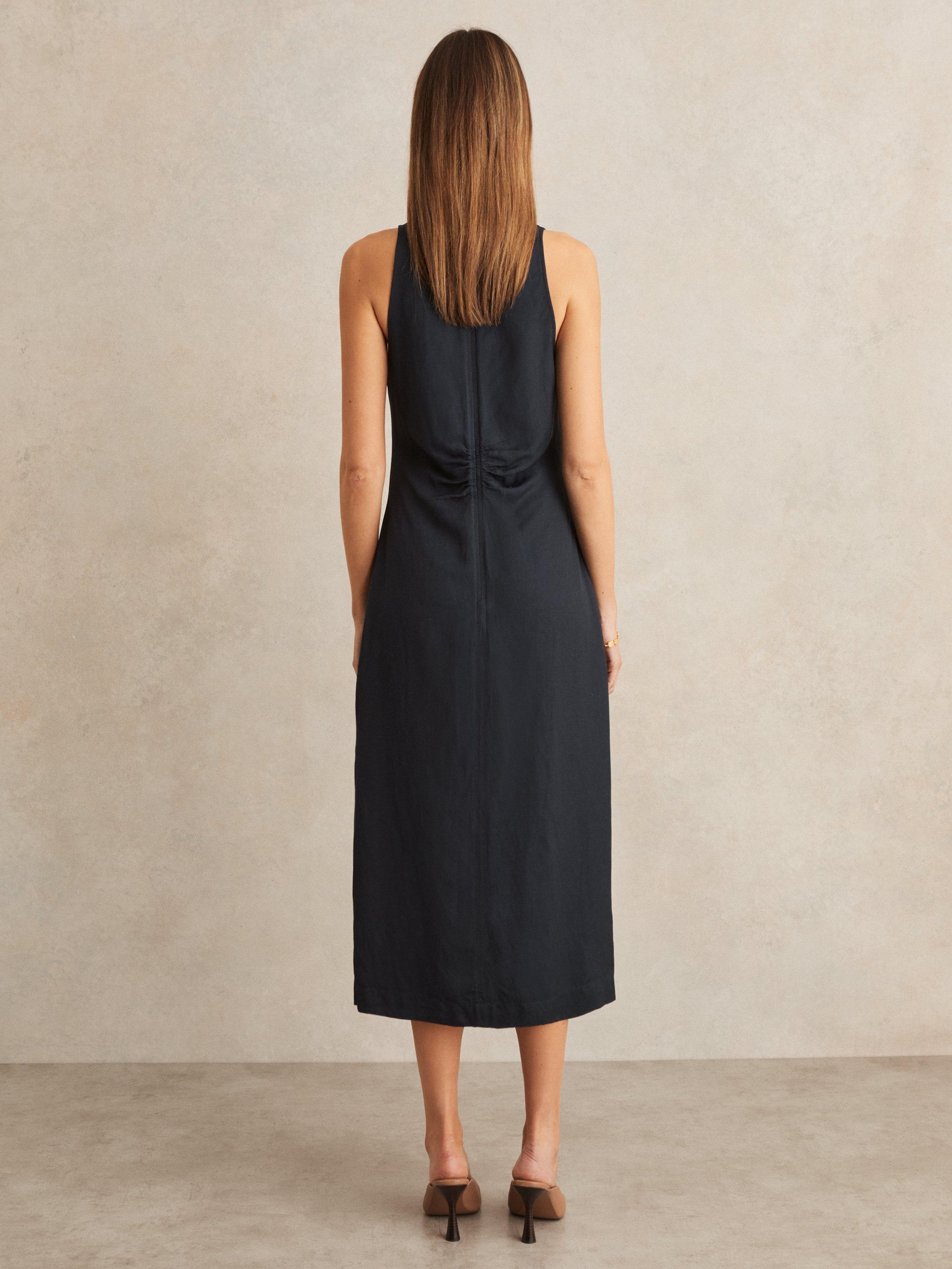 Product image 2 of 5, which shows Reiss Pari Sleeveless Midi Dress, Navy, 6