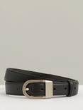 Reiss Hazel Buckle Leather Belt, Black