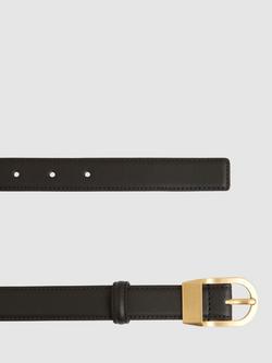 Reiss Hazel Buckle Leather Belt, Black - view 2, Black