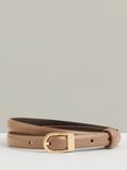 Reiss Mila Mini Buckle Leather Belt, Taupe