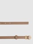 Reiss Mila Mini Buckle Leather Belt, Taupe