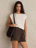 Reiss Joanna Seam Sweat Shorts, Chocolate