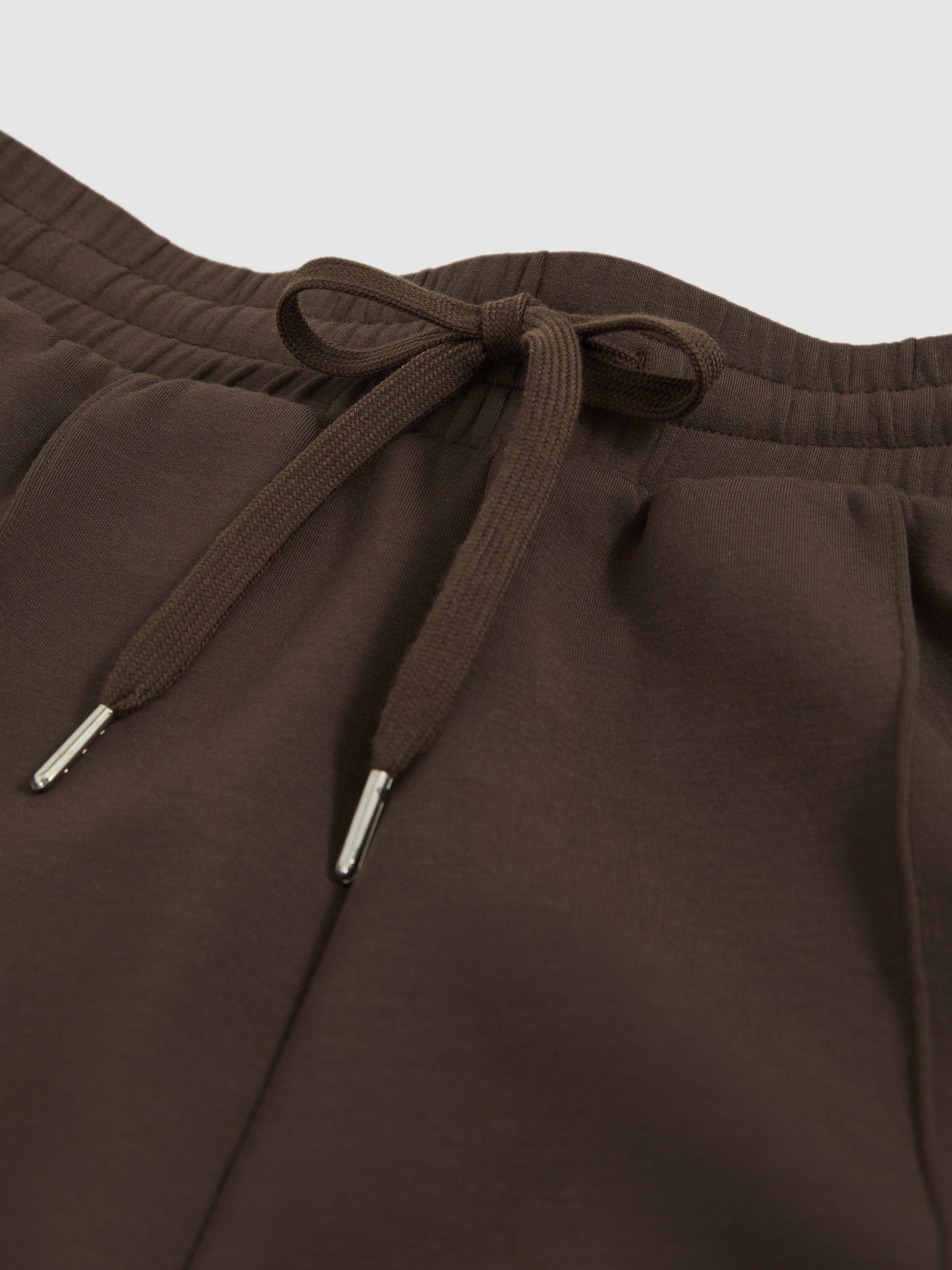 Product image 2 of 5, which shows Reiss Joanna Seam Sweat Shorts, Chocolate, XS