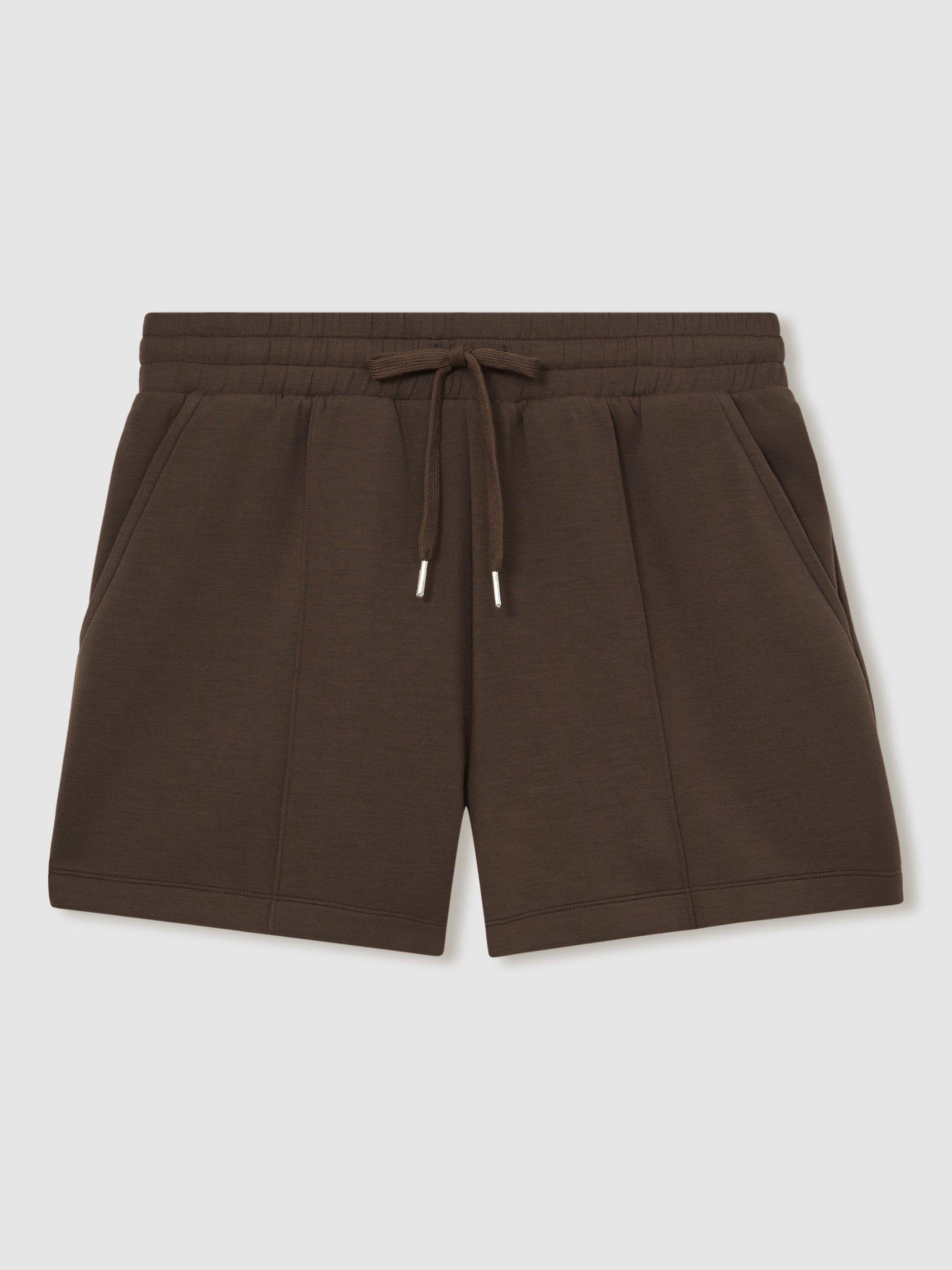 Product image 3 of 5, which shows Reiss Joanna Seam Sweat Shorts, Chocolate, XS