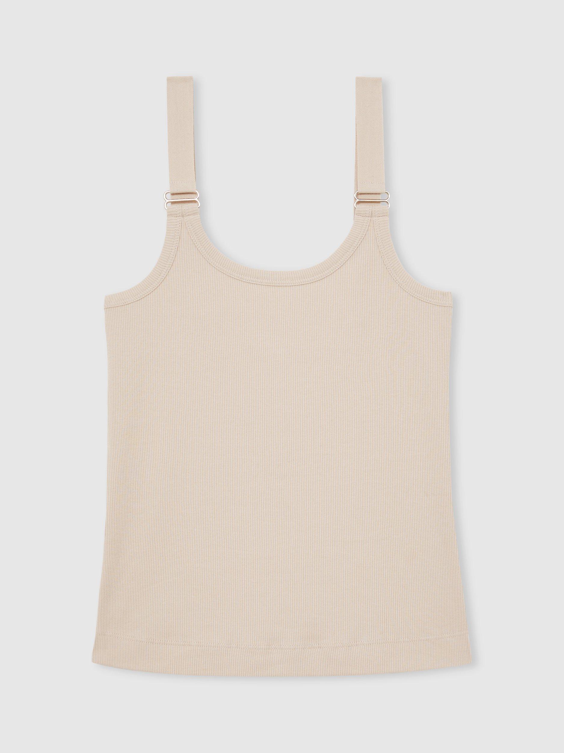 Product image 3 of 5, which shows Reiss Isabella Cotton Blend Adjustable Vest Top, Neutral, XS