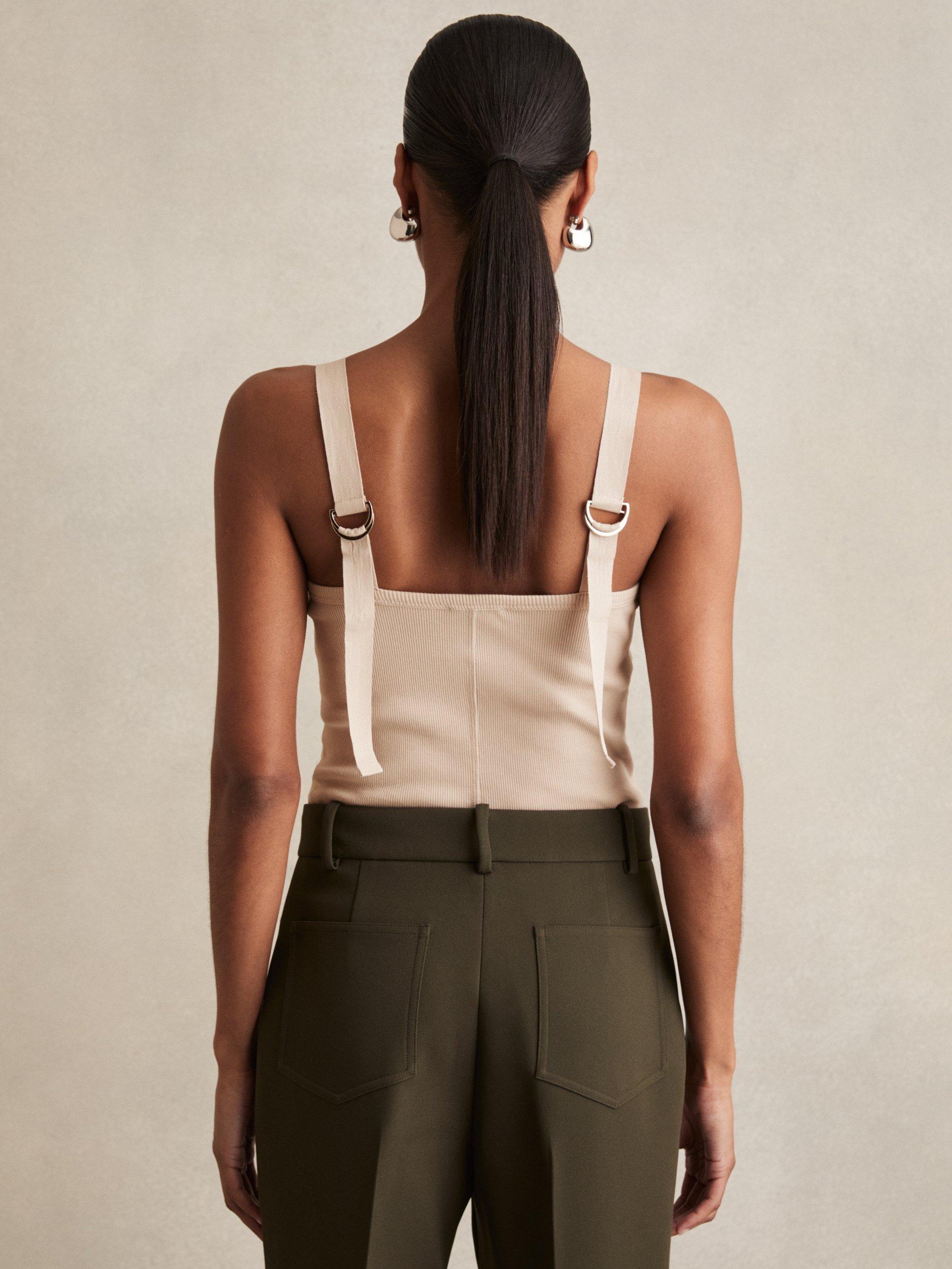 Product image 5 of 5, which shows Reiss Isabella Cotton Blend Adjustable Vest Top, Neutral, XS