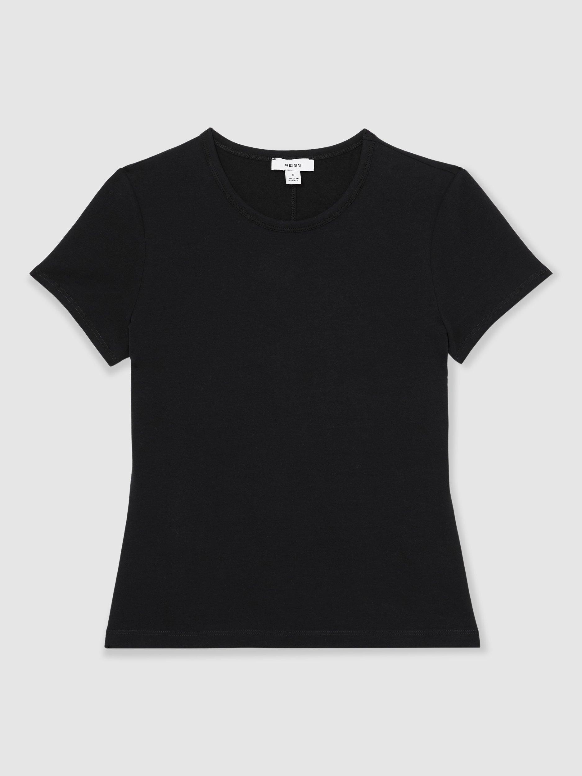 Product image 3 of 5, which shows Reiss Jolie Soft Round Neck T-Shirt, Black, XS