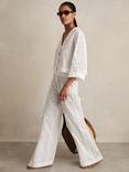 Reiss Poppy Broderie Anglaise Trousers, White