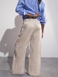 Reiss Linen Blend Wide Leg Trousers, Neutral