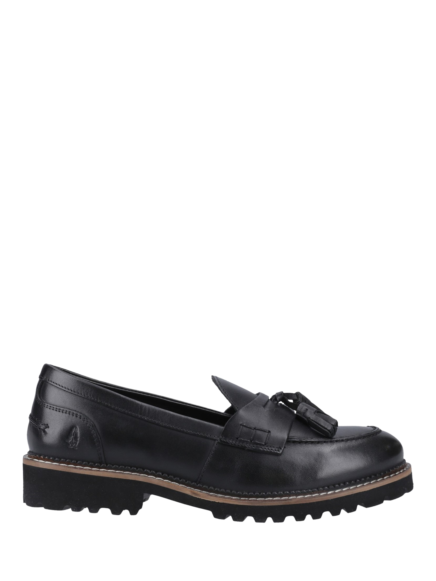 Product image 1 of 4, which shows Hush Puppies Ginny Leather Chunky Tassel Loafers, Black, 3