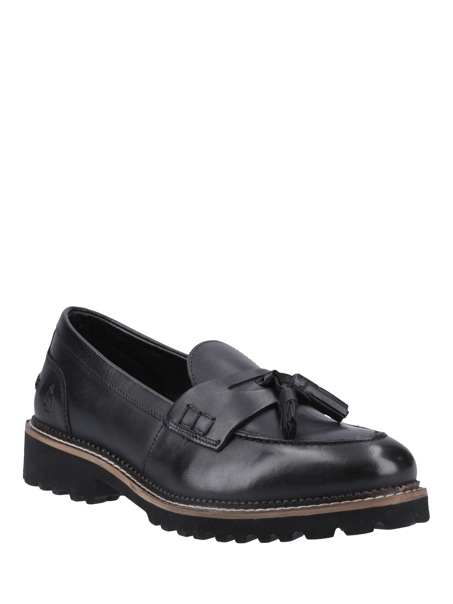 Product image 2 of 4, which shows Hush Puppies Ginny Leather Chunky Tassel Loafers, Black, 3