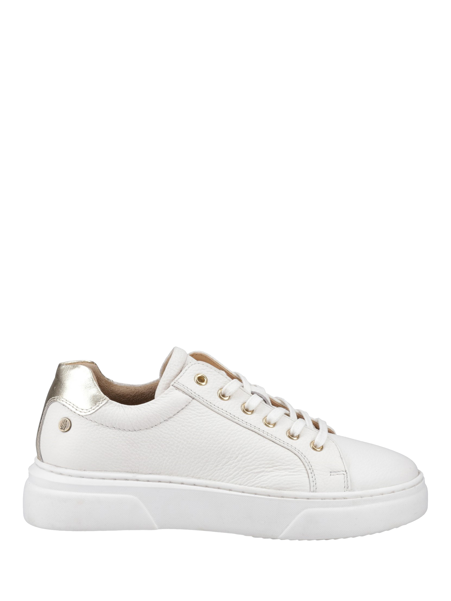 Product image 1 of 4, which shows Hush Puppies Kathryn Leather Lace Up Trainers, White, 3