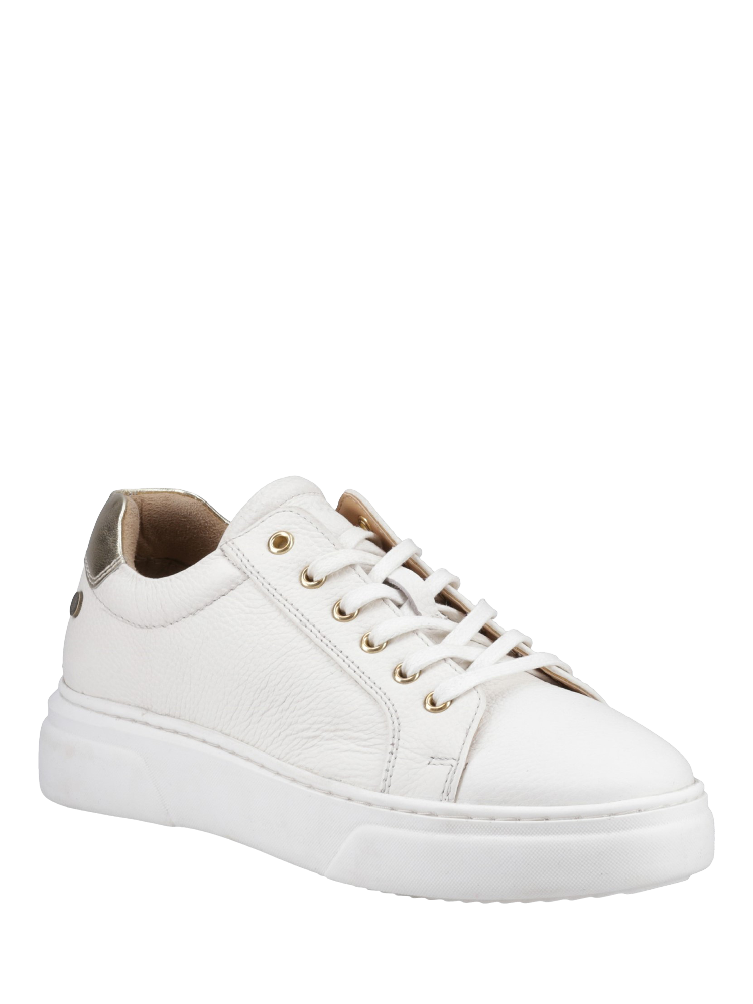 Product image 2 of 4, which shows Hush Puppies Kathryn Leather Lace Up Trainers, White, 3