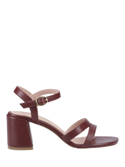 Hush Puppies Nalani Leather Low Block Heel Sandals, Dark Red, Dark Red