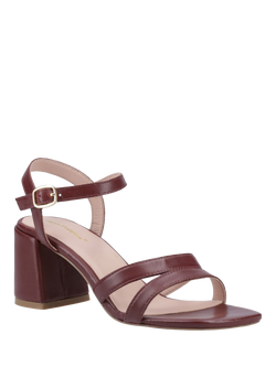 Hush Puppies Nalani Leather Low Block Heel Sandals, Dark Red - view 2, Dark Red
