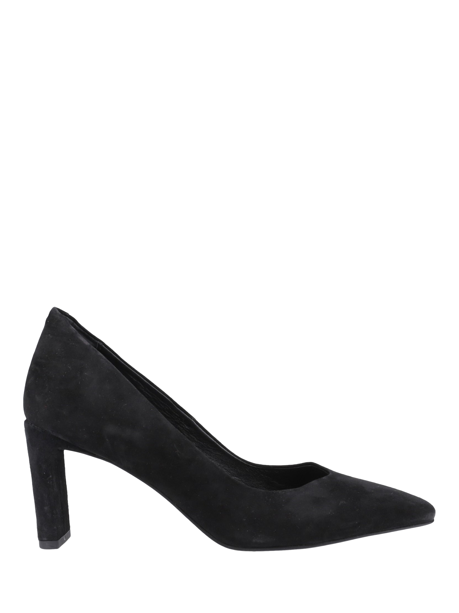 Product image 1 of 4, which shows Hush Puppies Olivia Suede Block Heel Court Shoes, Black, 3