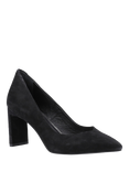 Hush Puppies Olivia Suede Block Heel Court Shoes, Black