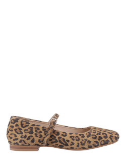 Hush Puppies Pasha Suede Leopard Print Mary Jane Ballerina Shoes, Tan/Multi, Tan/Multi