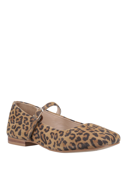 Hush Puppies Pasha Suede Leopard Print Mary Jane Ballerina Shoes, Tan/Multi - view 2, Tan/Multi