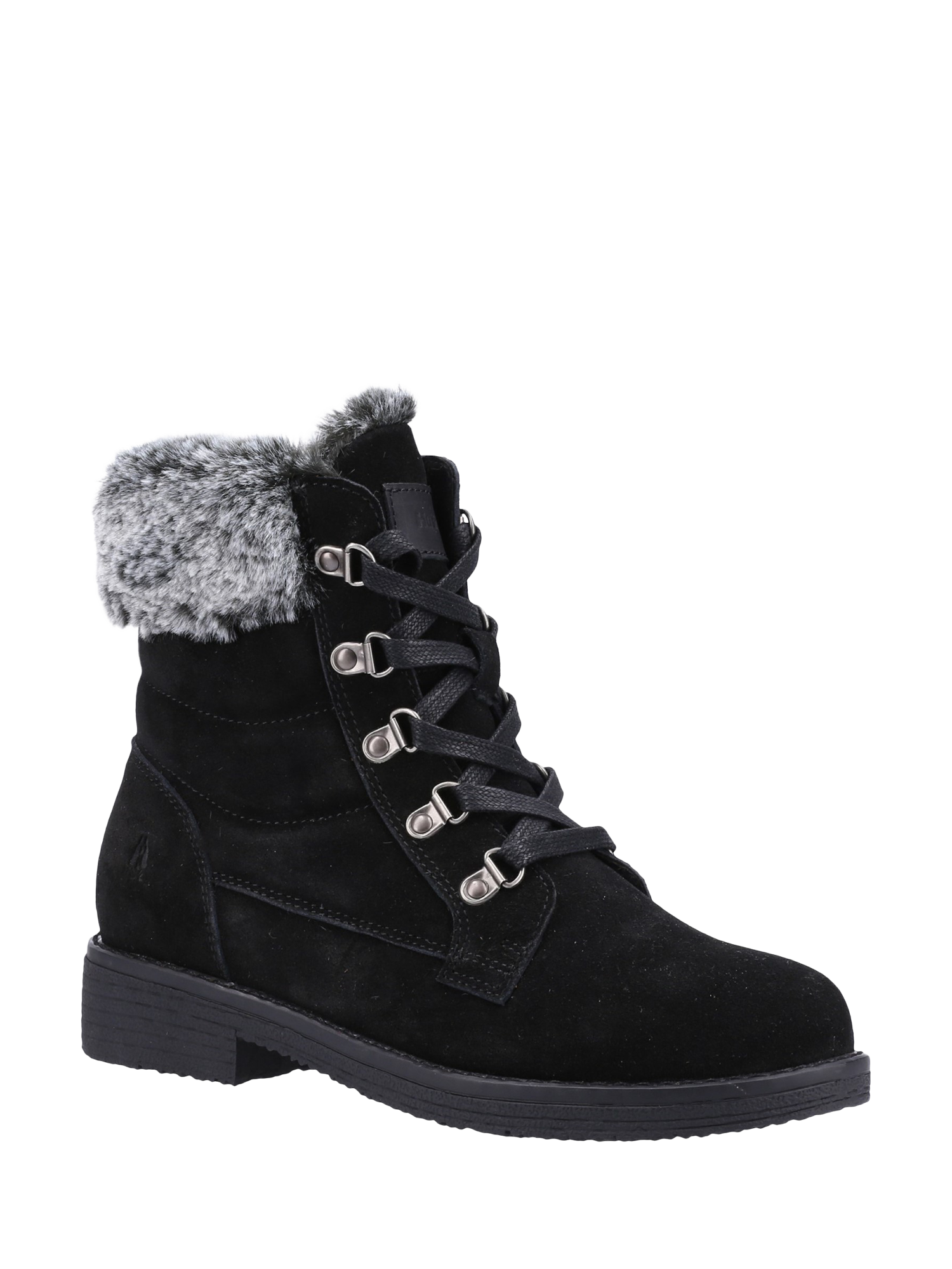 Product image 2 of 4, which shows Hush Puppies Florence Suede Lace Up Ankle Boots, Black, 3