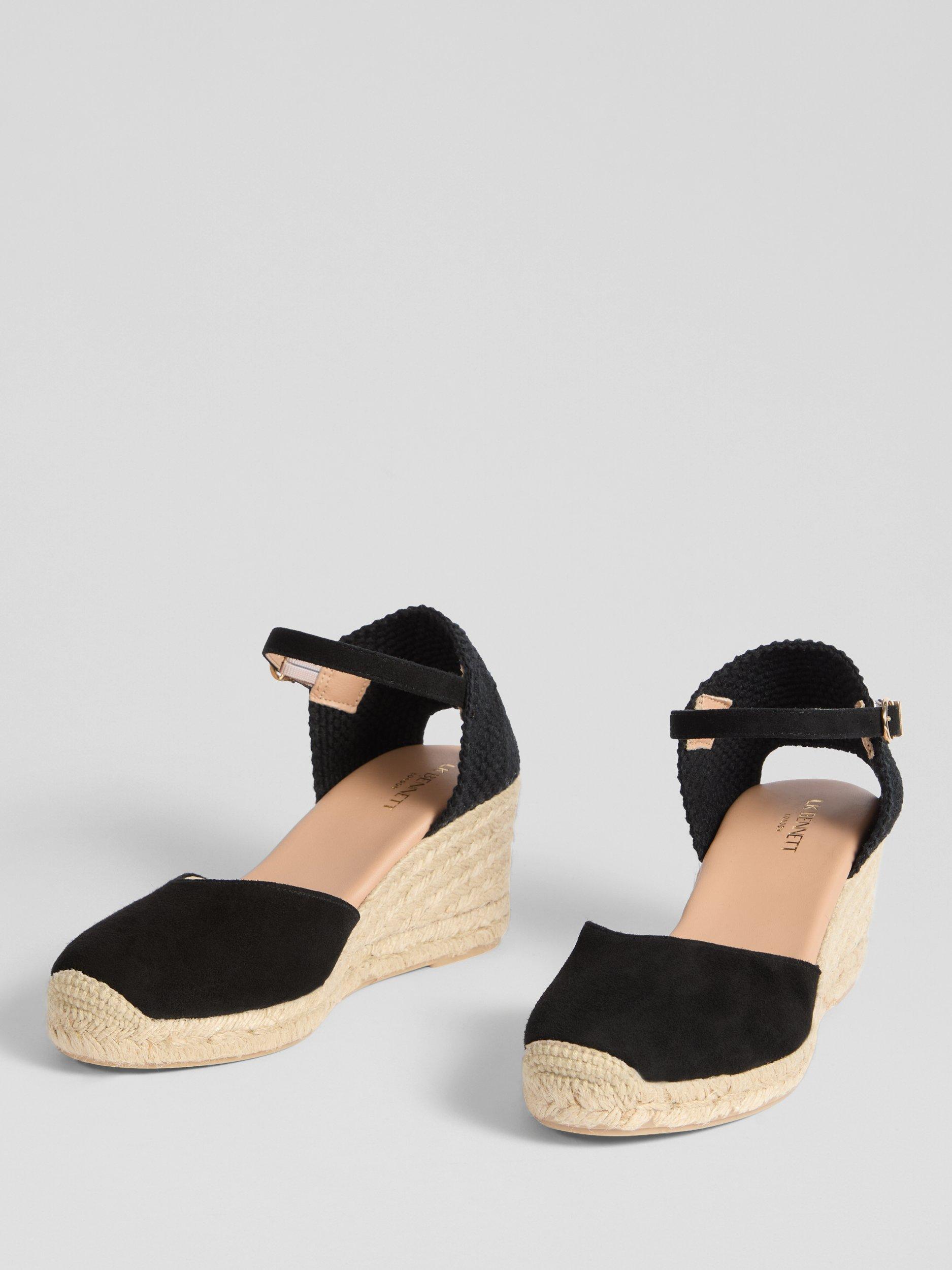 Product image 3 of 3, which shows L.K.Bennett Marissa Suede Wedge Espadrille Sandals, Black, 2