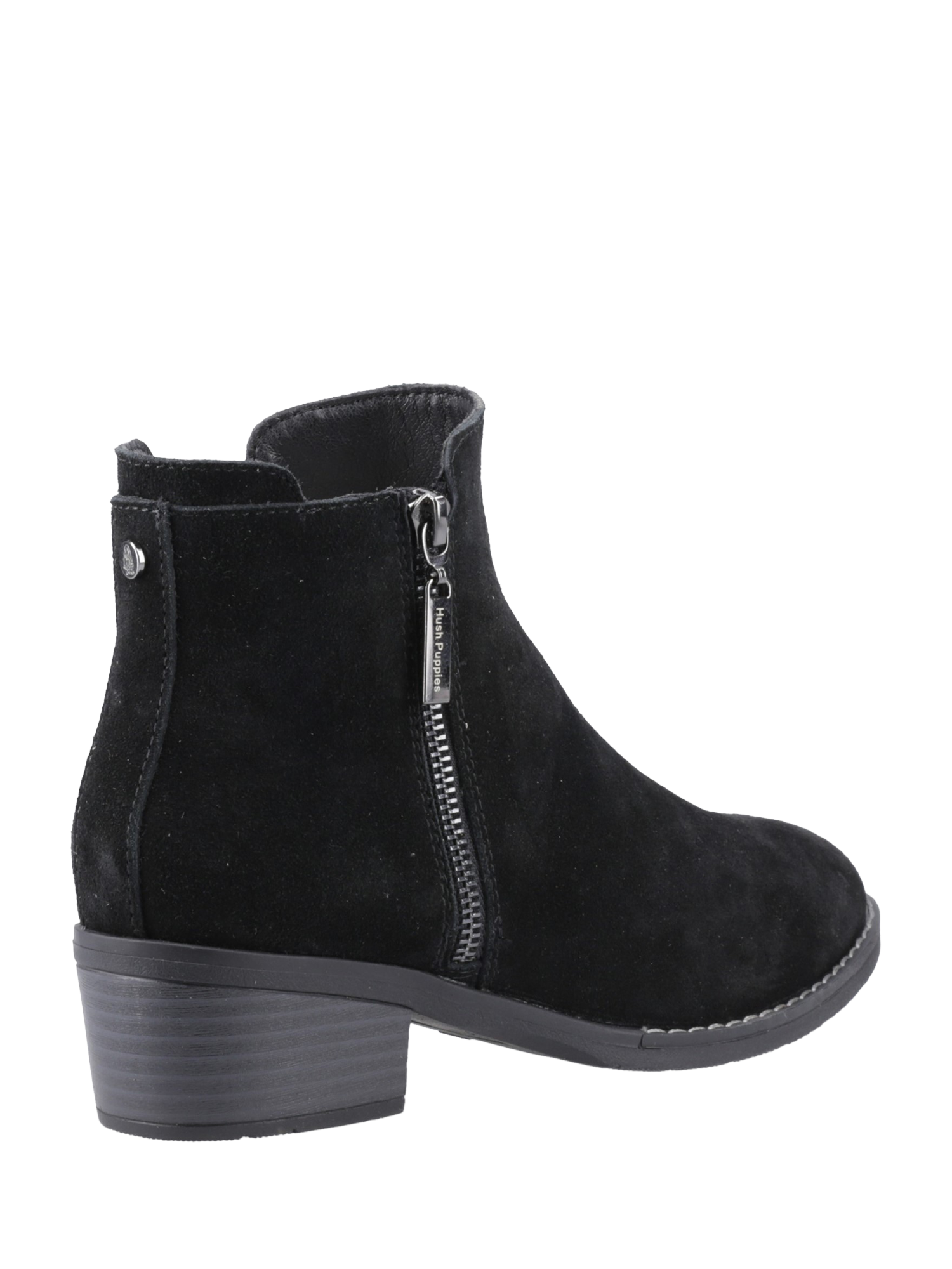 Product image 3 of 4, which shows Hush Puppies Ingrid Zip Suede Ankle Boots, Black, 3